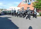 Mit Musik marschieren wir mit den Harsefeldern zum Platz